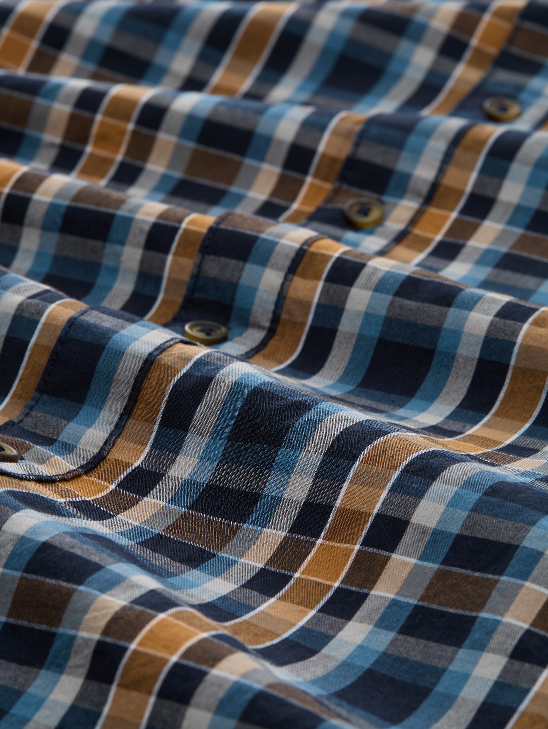 Regular Fit Hemd mit Karo-Muster - navy blue shades check - Material-Ansicht