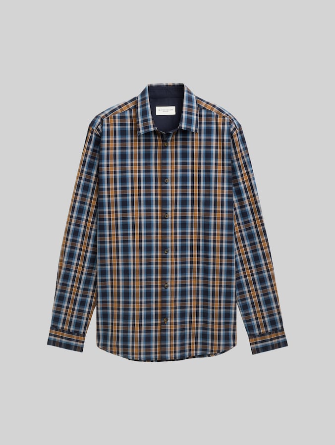 Regular fit shirt with chequered pattern by Men, navy blue shades check
