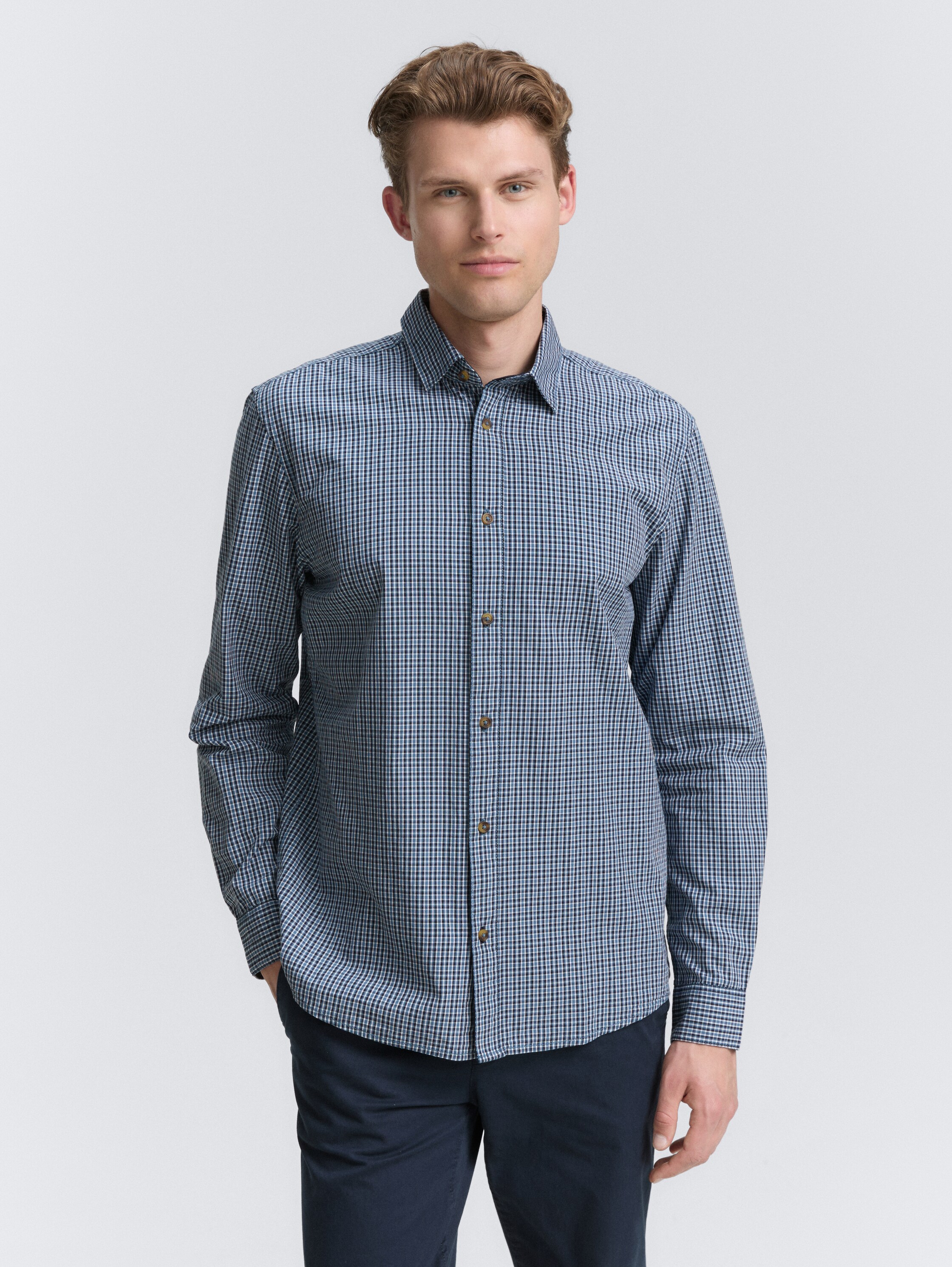 Regular fit overhemd met geruit patroon - navy_small_check - 