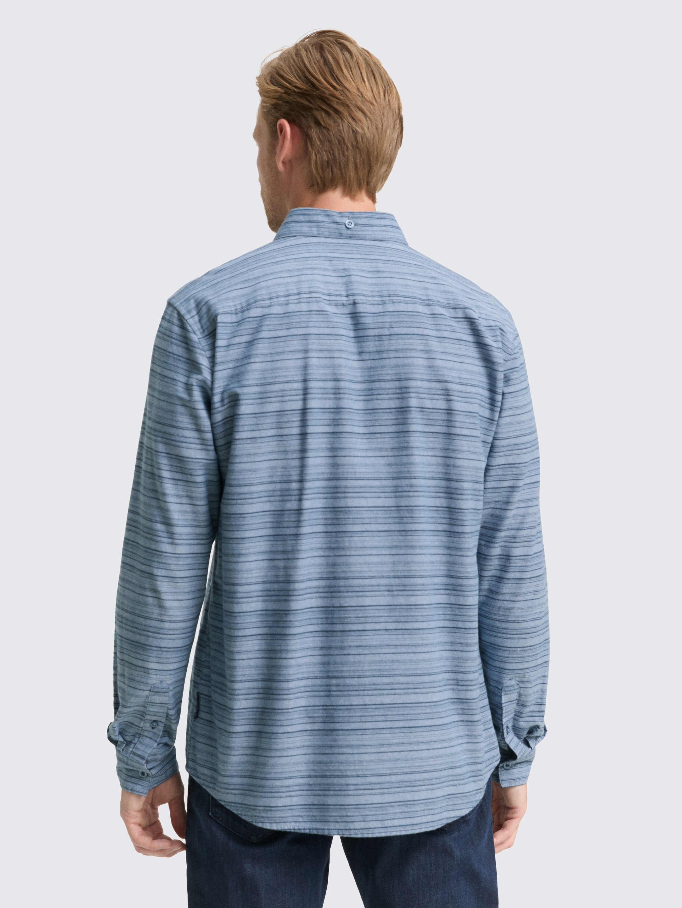 Regular Fit Hemd mit Streifenmuster - teal_blue_varied_cross_stripe - 