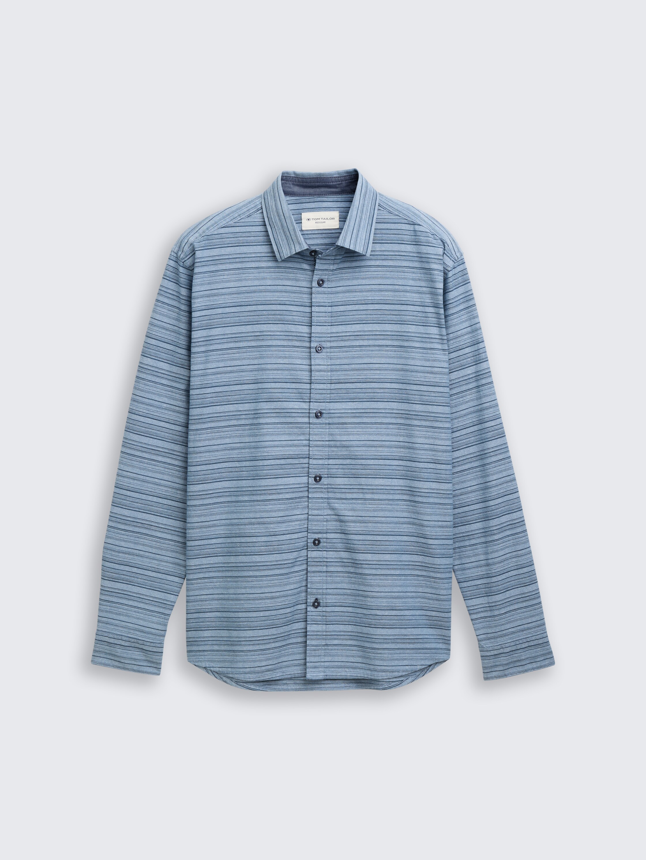Regular Fit Hemd mit Streifenmuster - teal_blue_varied_cross_stripe - 