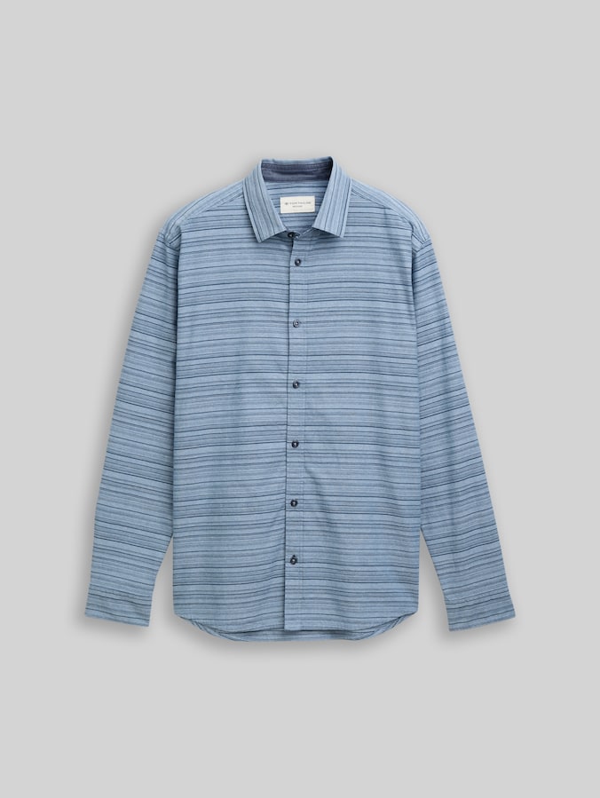Regular Fit Hemd mit Streifenmuster von Men, teal blue varied cross stripe