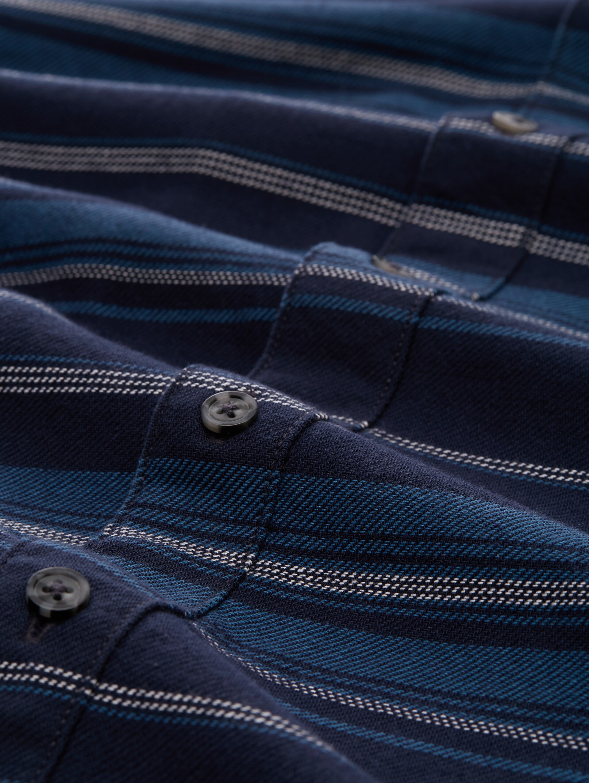Comfort Fit Hemd mit Streifenmuster - navy teal horizontal stripe - Material-Ansicht