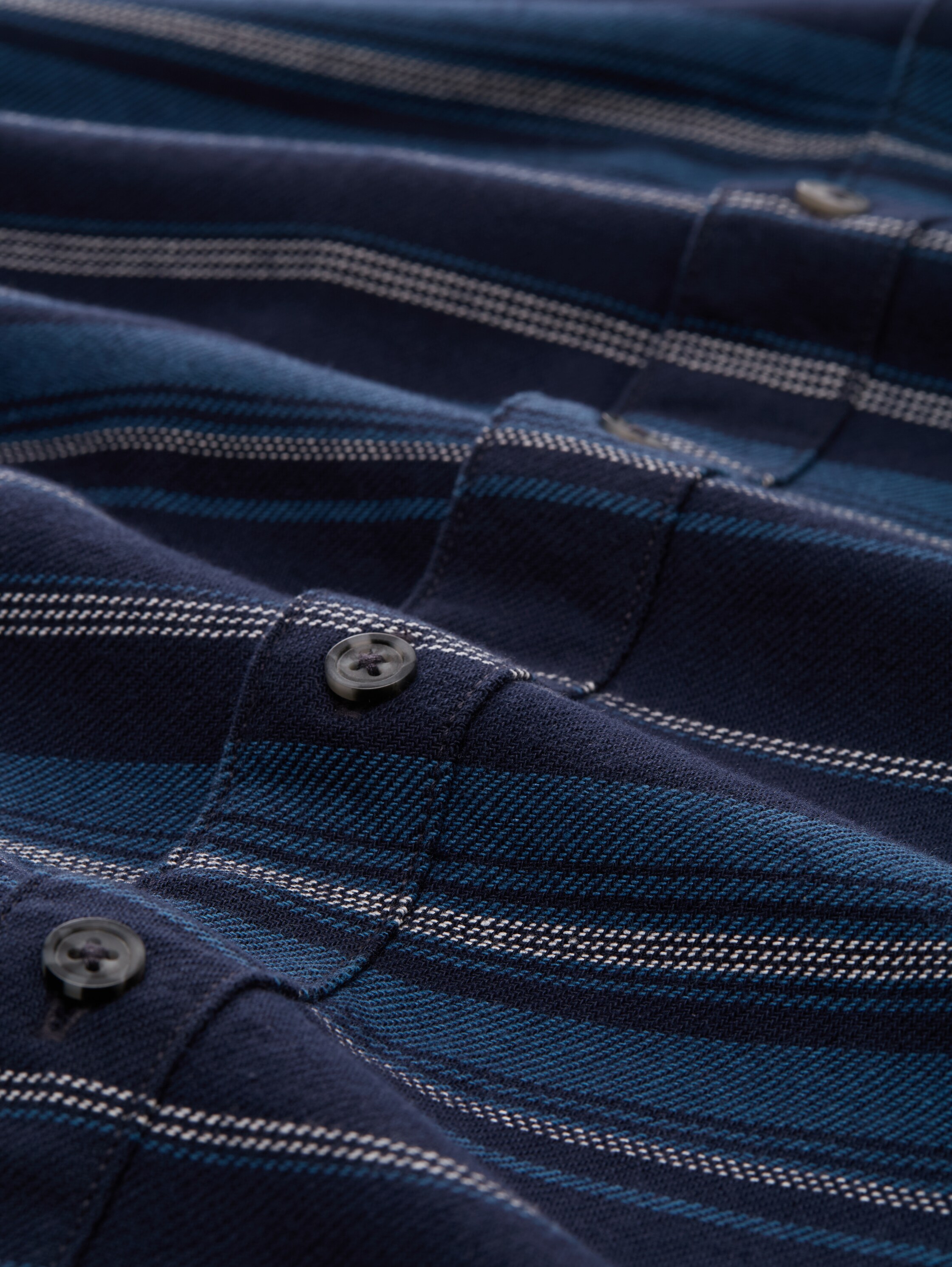 Comfort fit overhemd met streeppatroon - navy_teal_horizontal_stripe - 