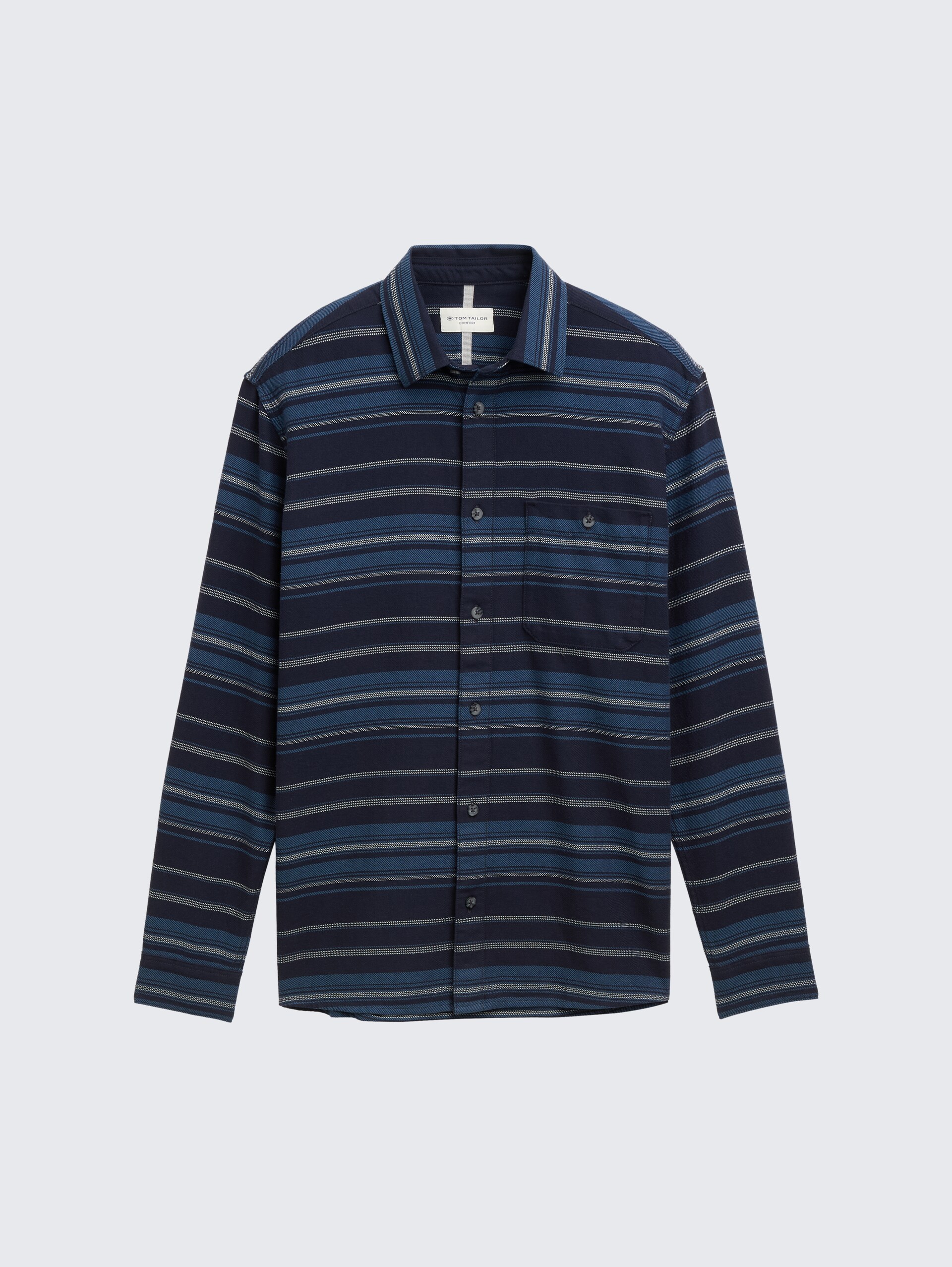 Comfort Fit Hemd mit Streifenmuster - navy teal horizontal stripe - Vorder-Produkt-Ansicht