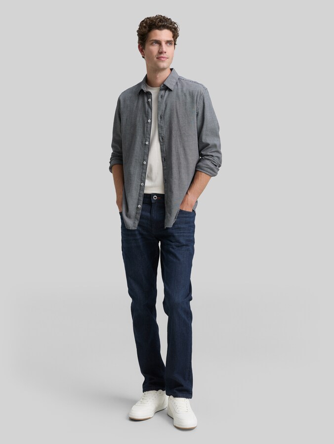 Slim Fit Hemd mit Stretch von Men, navy squared structure