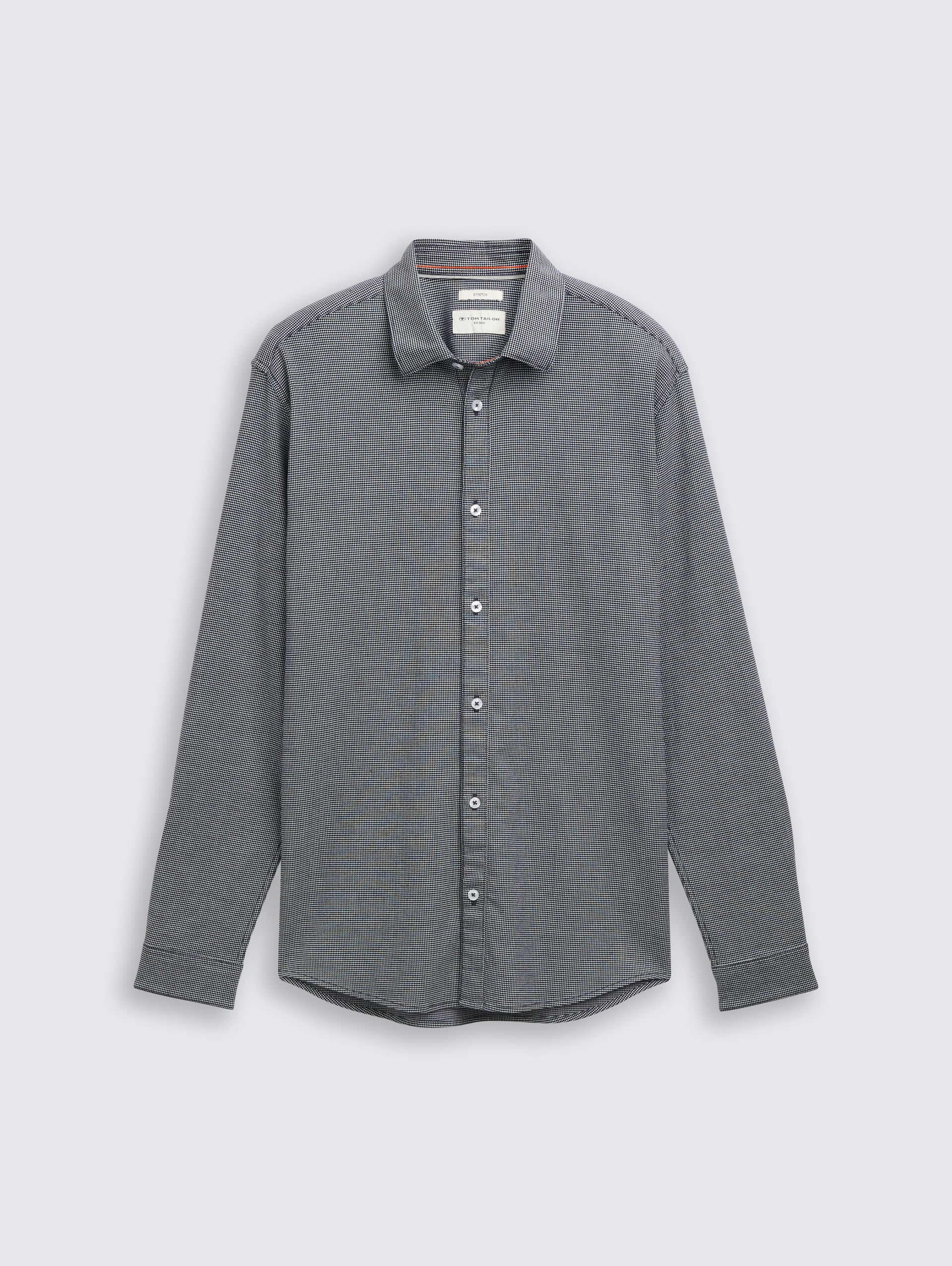 Slim Fit Hemd mit Stretch - navy squared structure - Vorder-Produkt-Ansicht