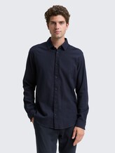 Slim Fit Hemd mit Stretch - navy tonal squared structure - Ausschnitt Model-Vorderansicht