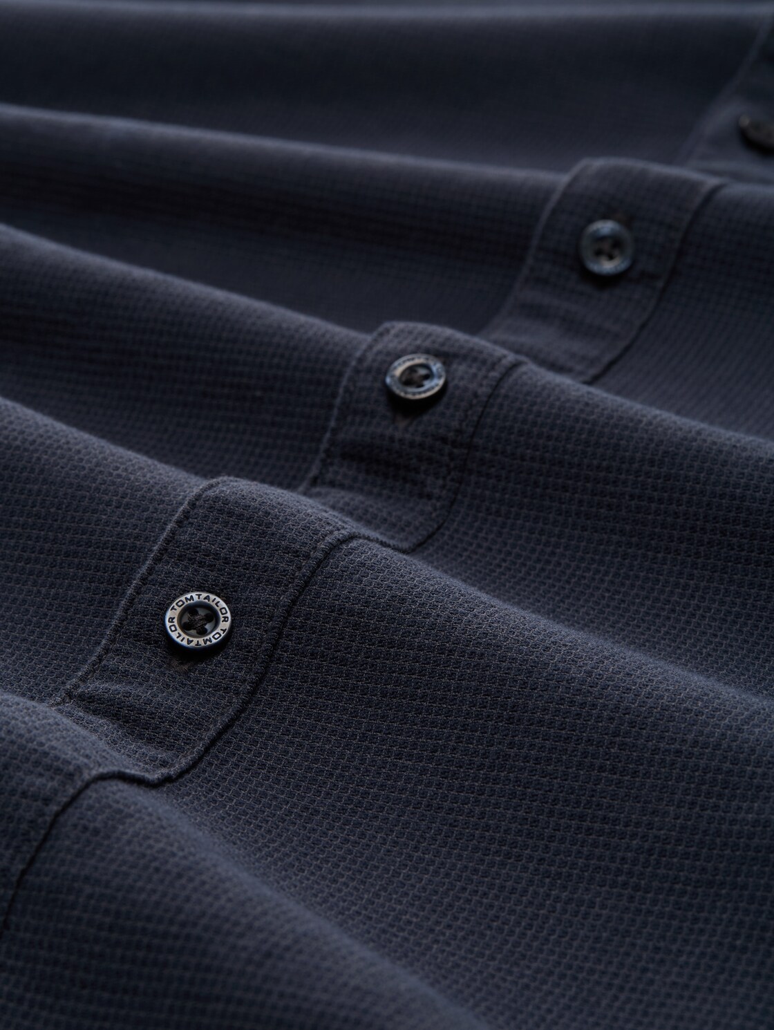 Slim Fit Hemd mit Stretch - navy tonal squared structure - Material-Ansicht