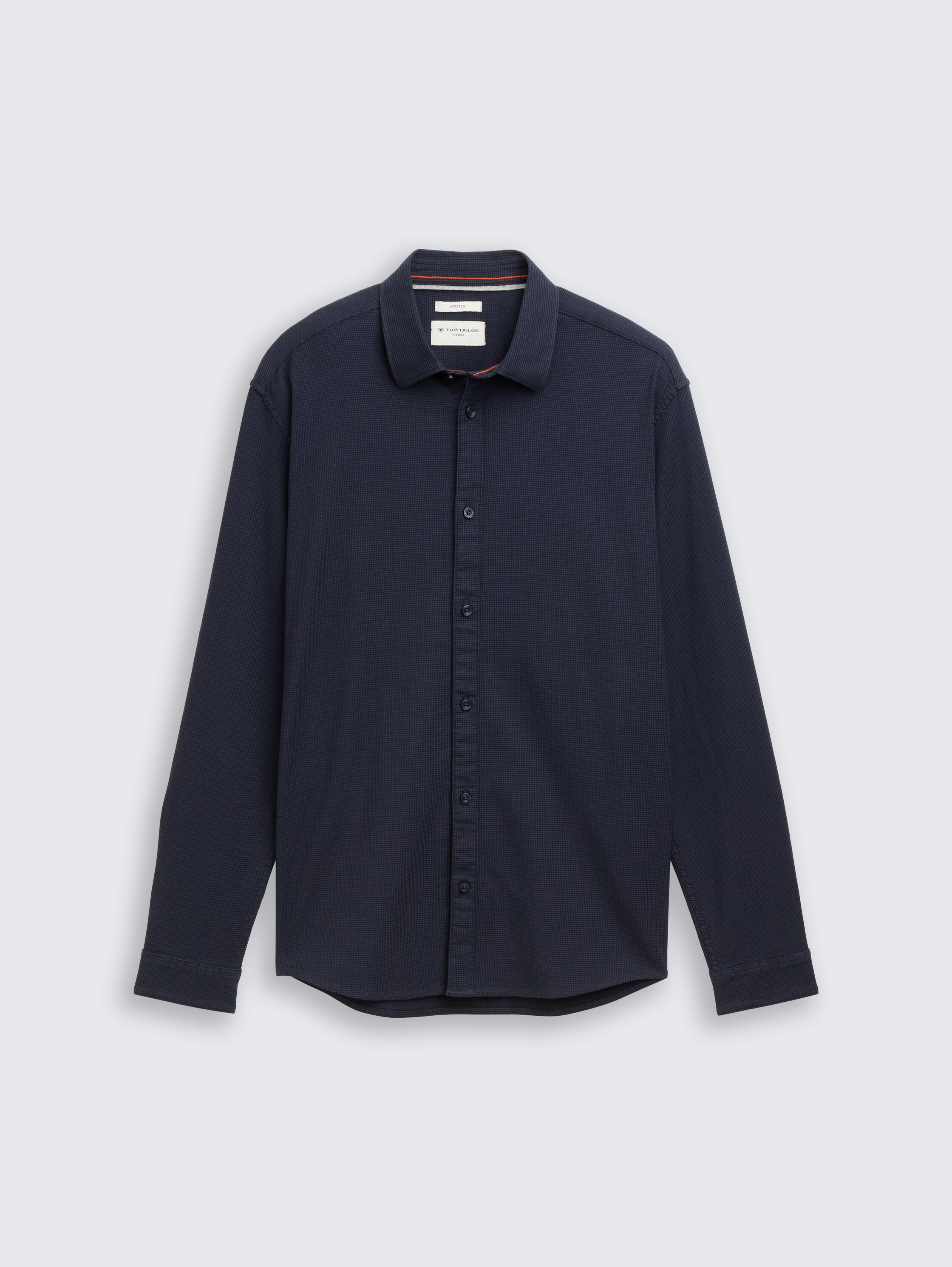 Slim Fit Hemd mit Stretch - navy_tonal_squared_structure - 