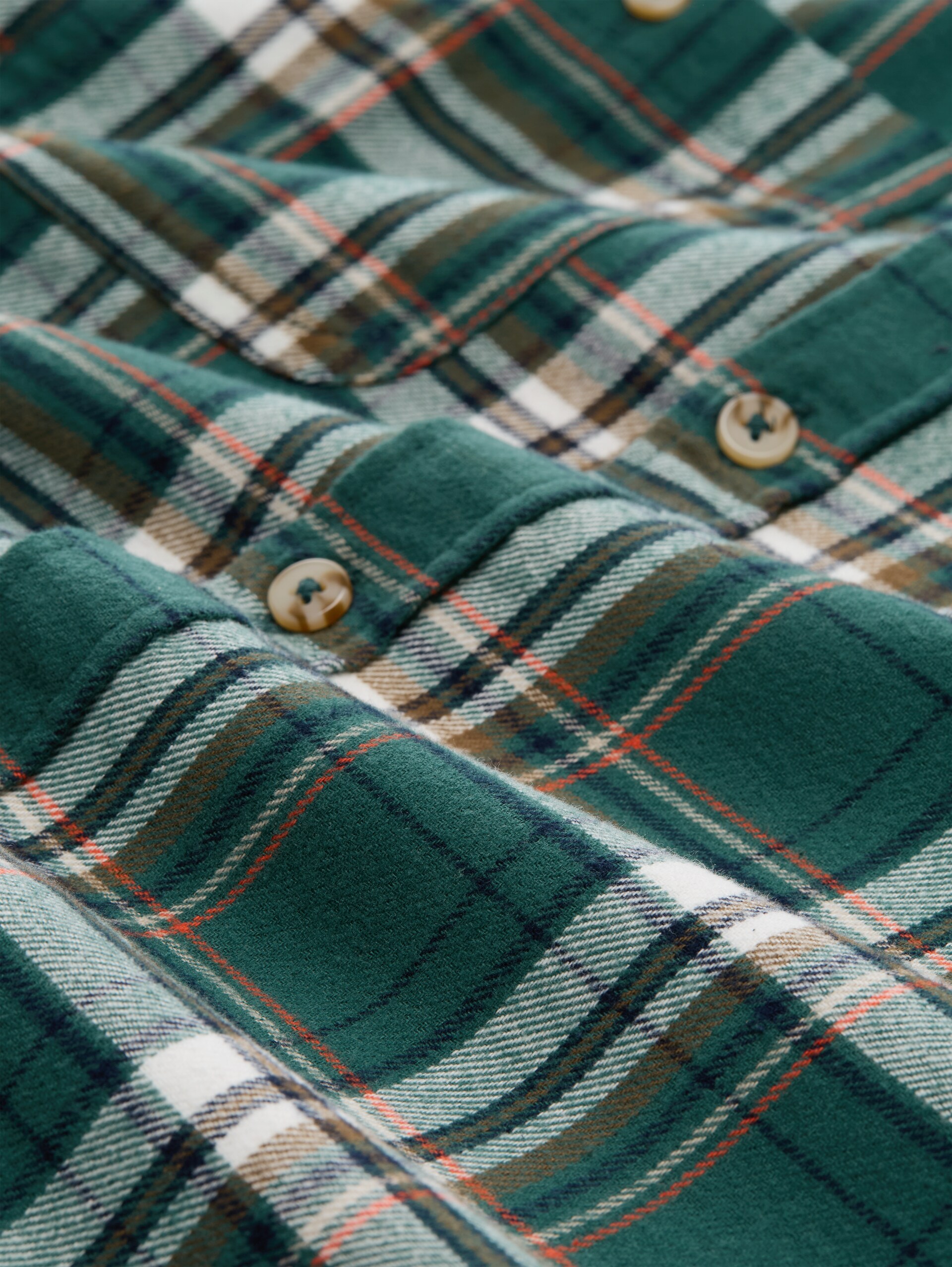Comfort Fit Flanell-Hemd mit Karomuster - green multicolor check - Material-Ansicht