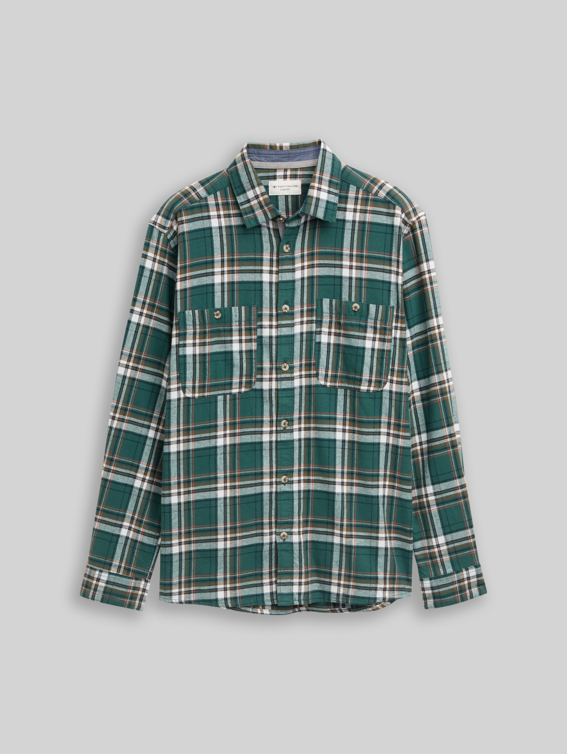Comfort Fit Flanell-Hemd mit Karomuster - green multicolor check - Vorder-Produkt-Ansicht