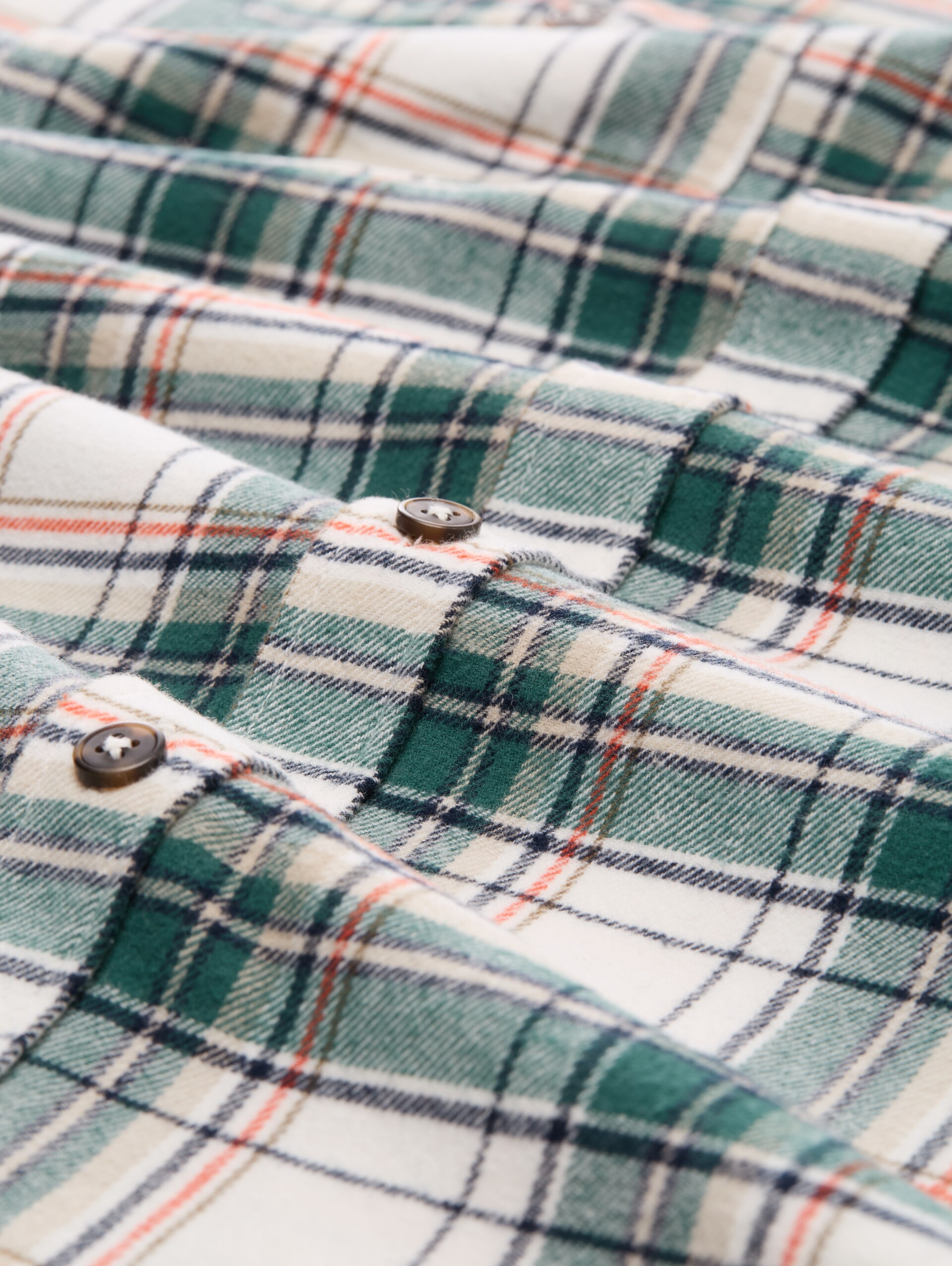 Comfort Fit Flanell-Hemd mit Karomuster - off white multicolor check - Material-Ansicht
