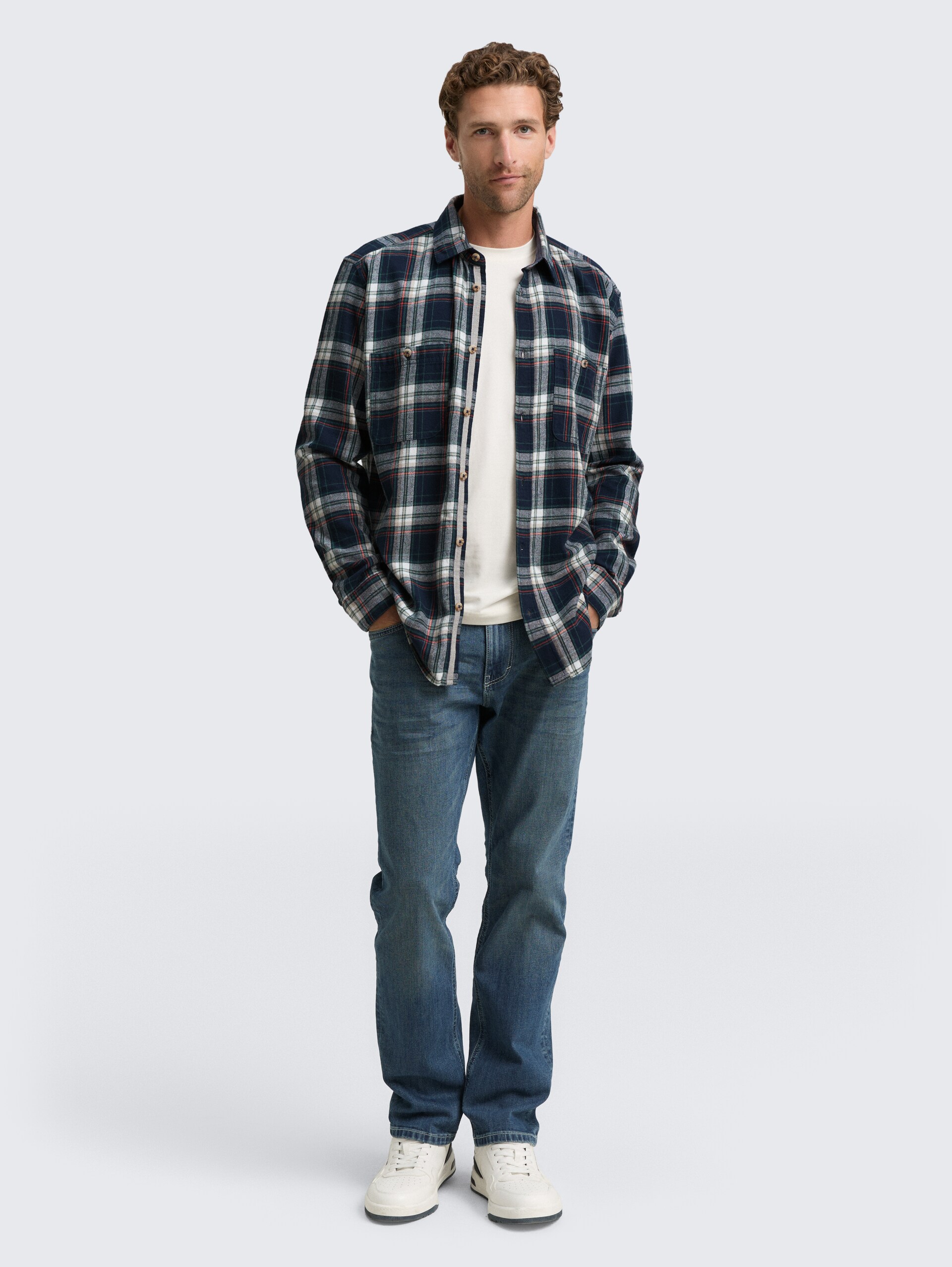 Comfort Fit Flanell-Hemd mit Karomuster - navy multicolor check - Model-Vorderansicht