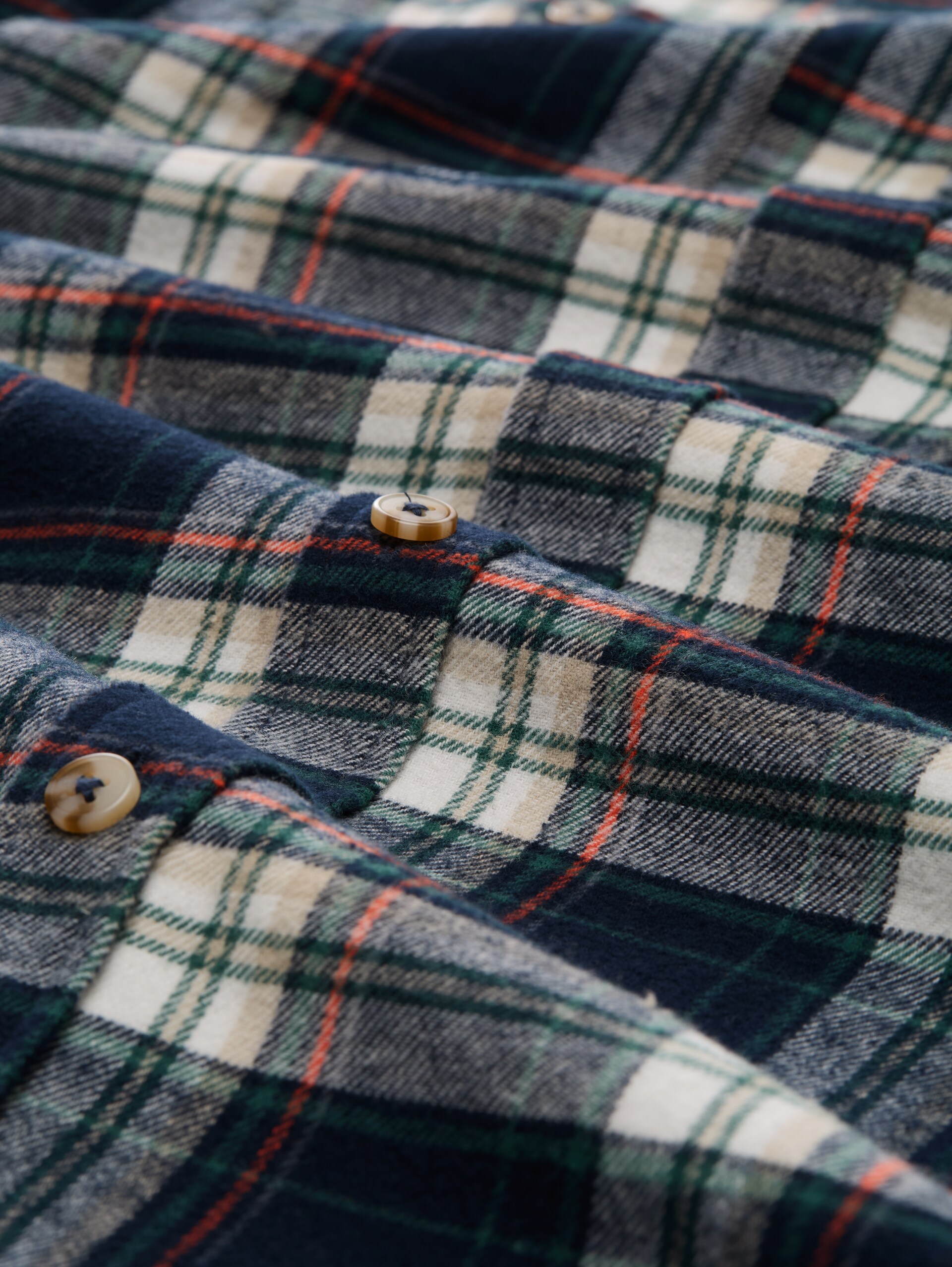 Comfort Fit Flanell-Hemd mit Karomuster - navy multicolor check - Material-Ansicht