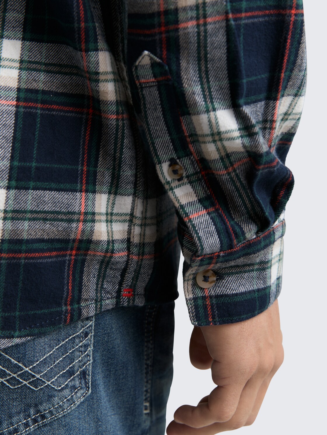 Comfort Fit Flanell-Hemd mit Karomuster - navy multicolor check - Detail-Model-Ansicht