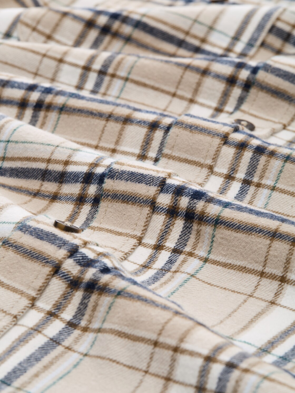 Comfort Fit Flanell-Hemd mit Karomuster - beige multicolor check - Material-Ansicht