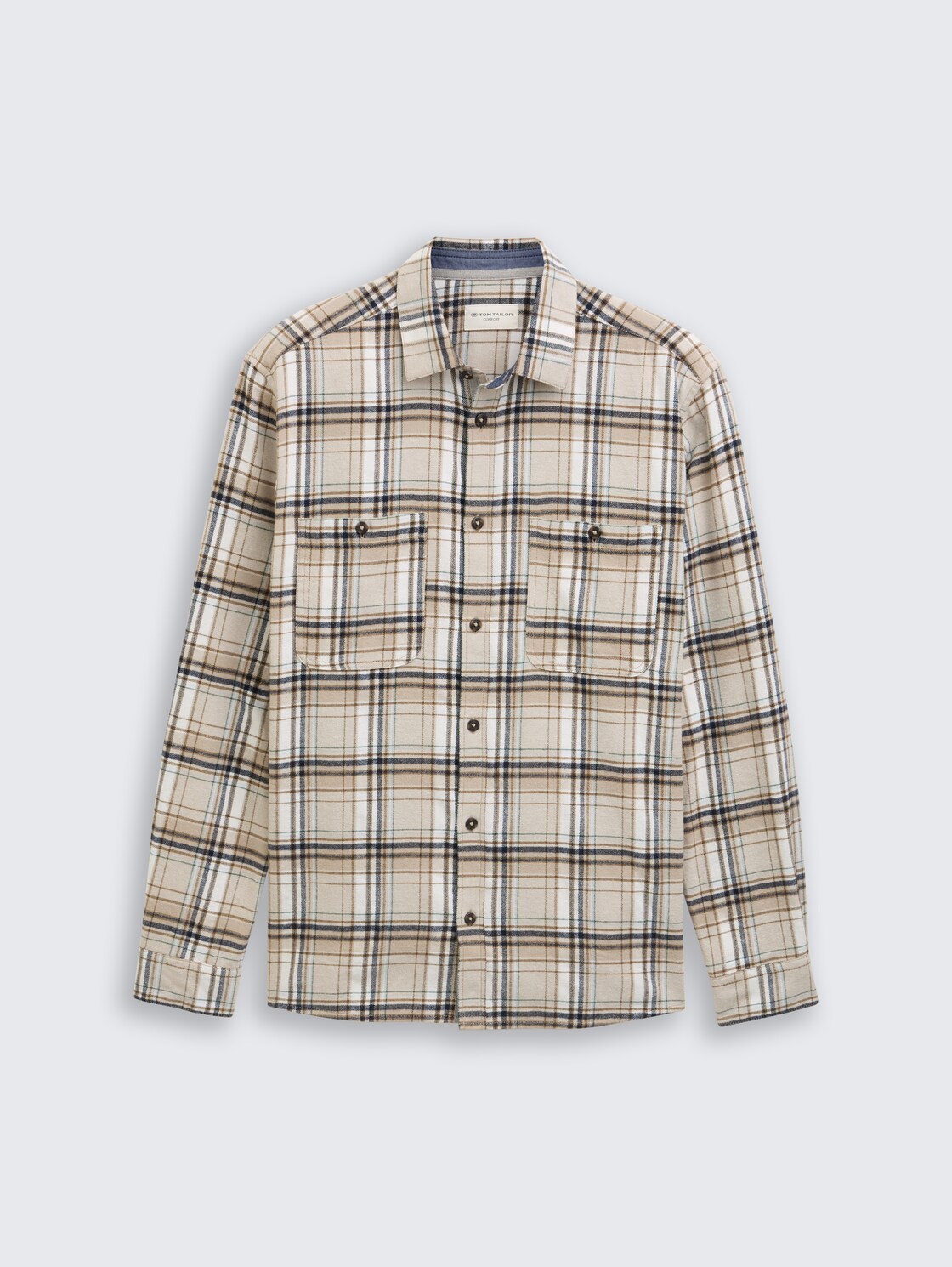 Comfort Fit Flanell-Hemd mit Karomuster - beige multicolor check - Vorder-Produkt-Ansicht