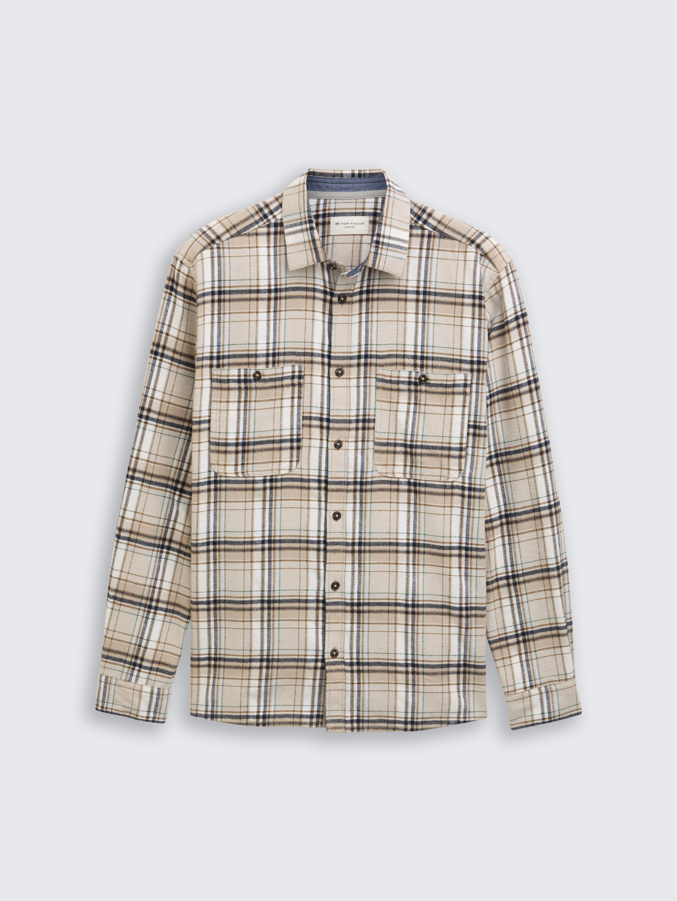 Comfort Fit Flanell-Hemd mit Karomuster - beige_multicolor_check - 