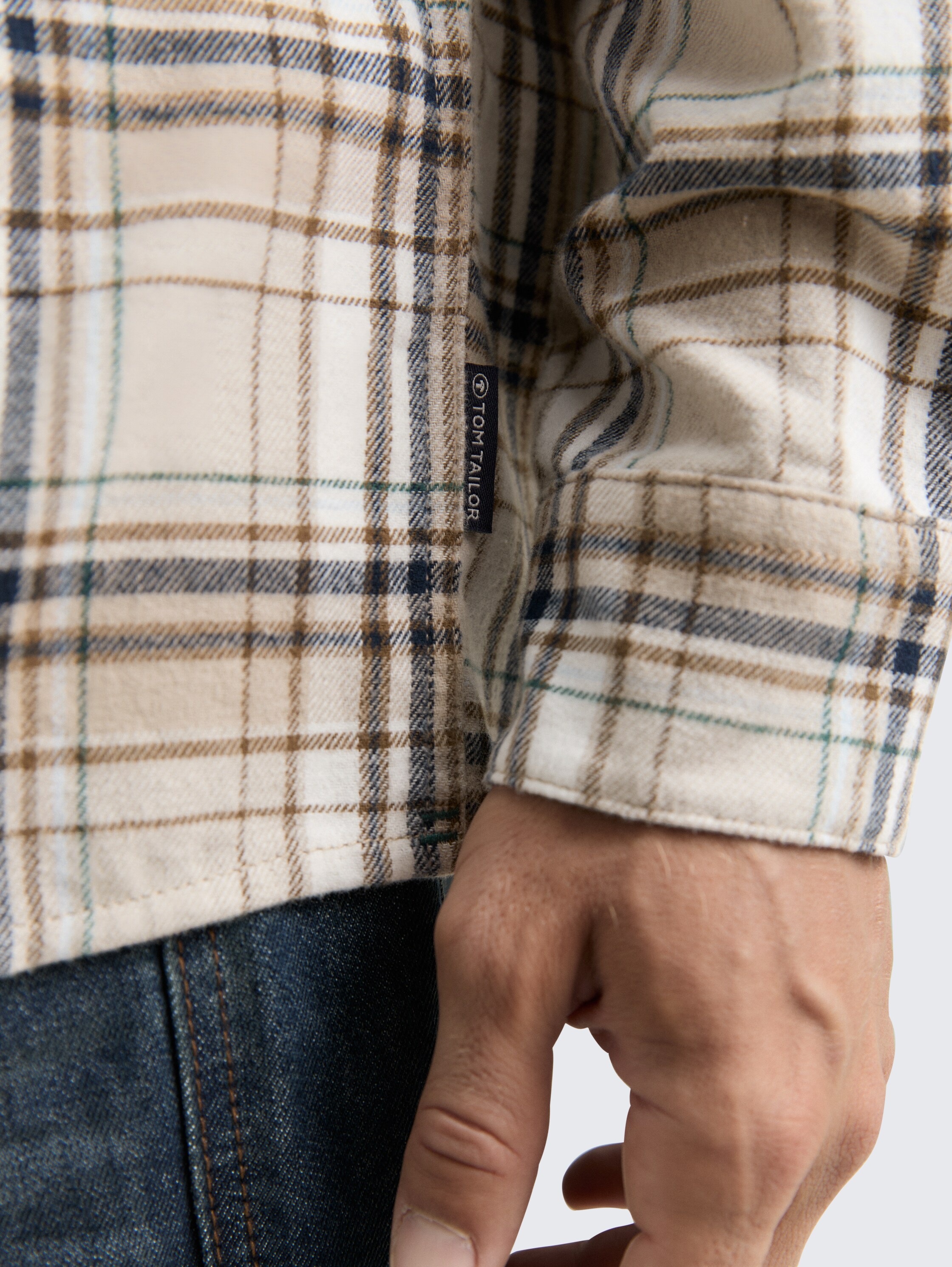 Comfort Fit Flanell-Hemd mit Karomuster - beige_multicolor_check - 
