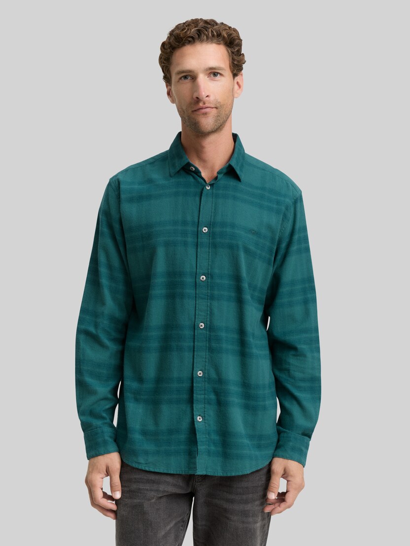 Regular Fit Hemd mit Logo-Stickerei von Men, green tonal check
