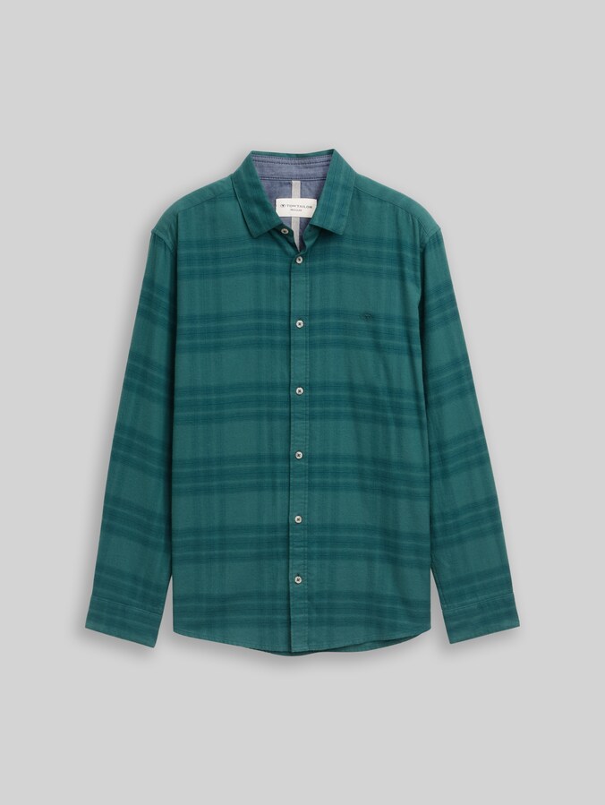 Regular Fit Hemd mit Logo-Stickerei von Men, green tonal check