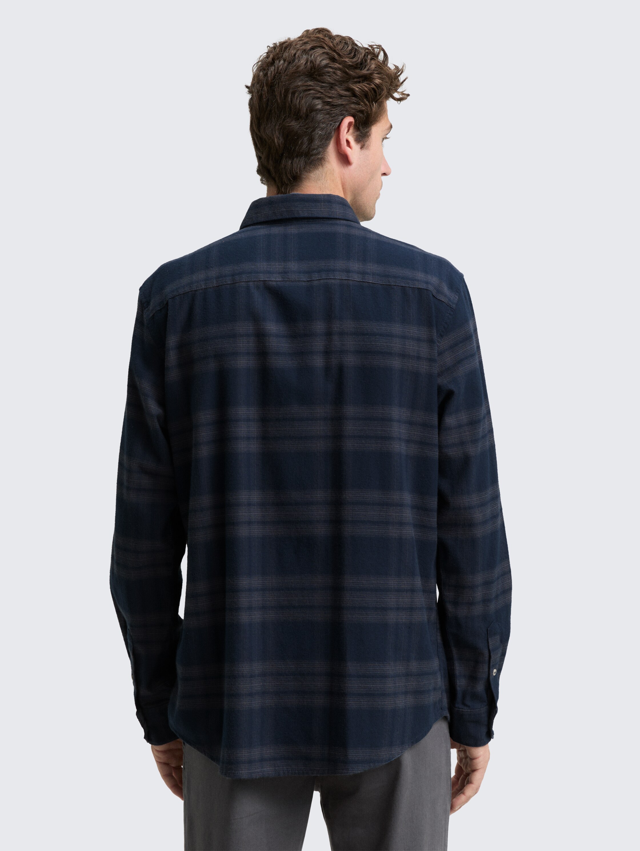 Regular fit overhemd met geborduurd logo - navy_tonal_check - 