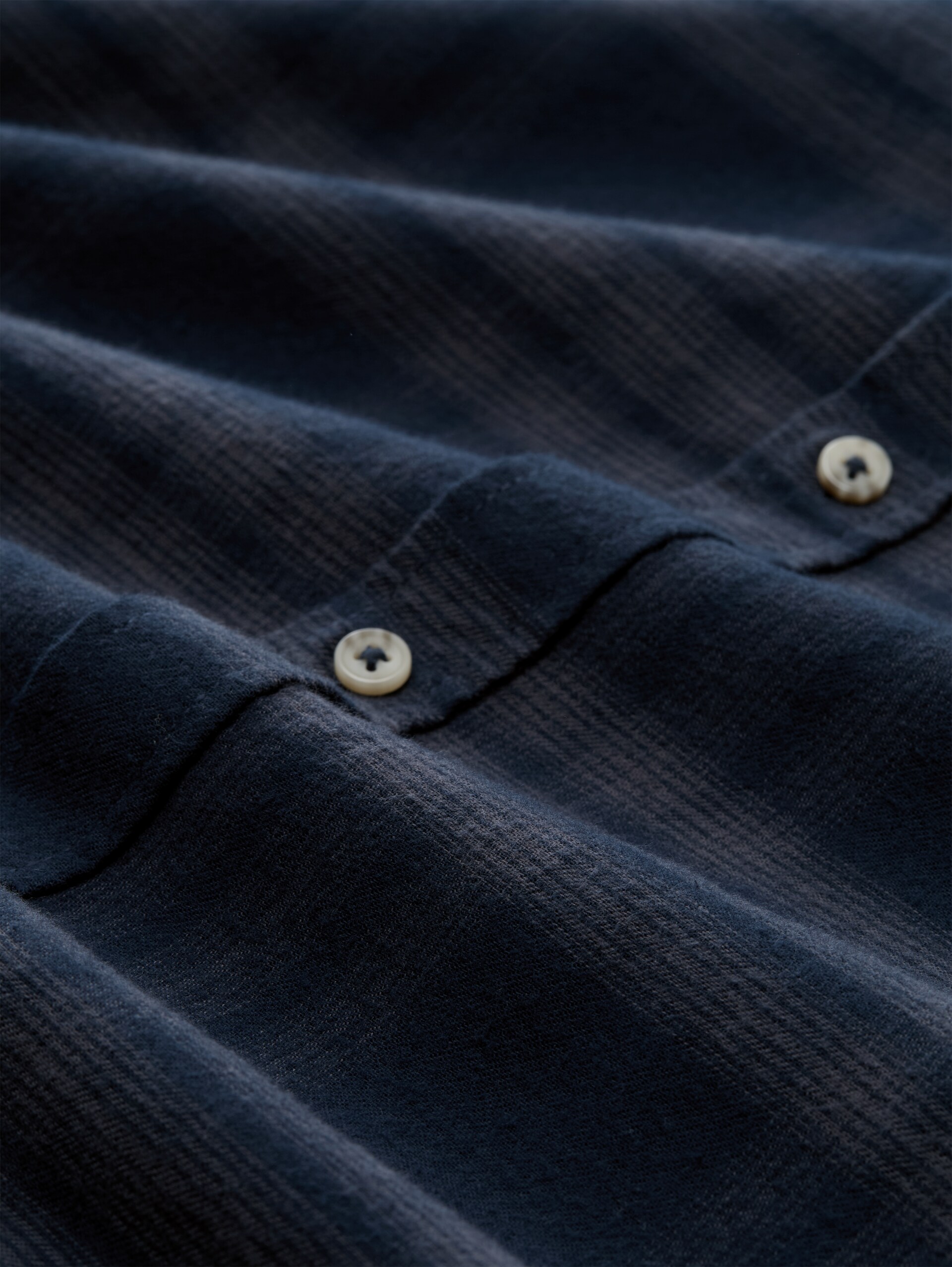 Regular fit overhemd met logoborduursel - navy tonal check - Materiaalweergave