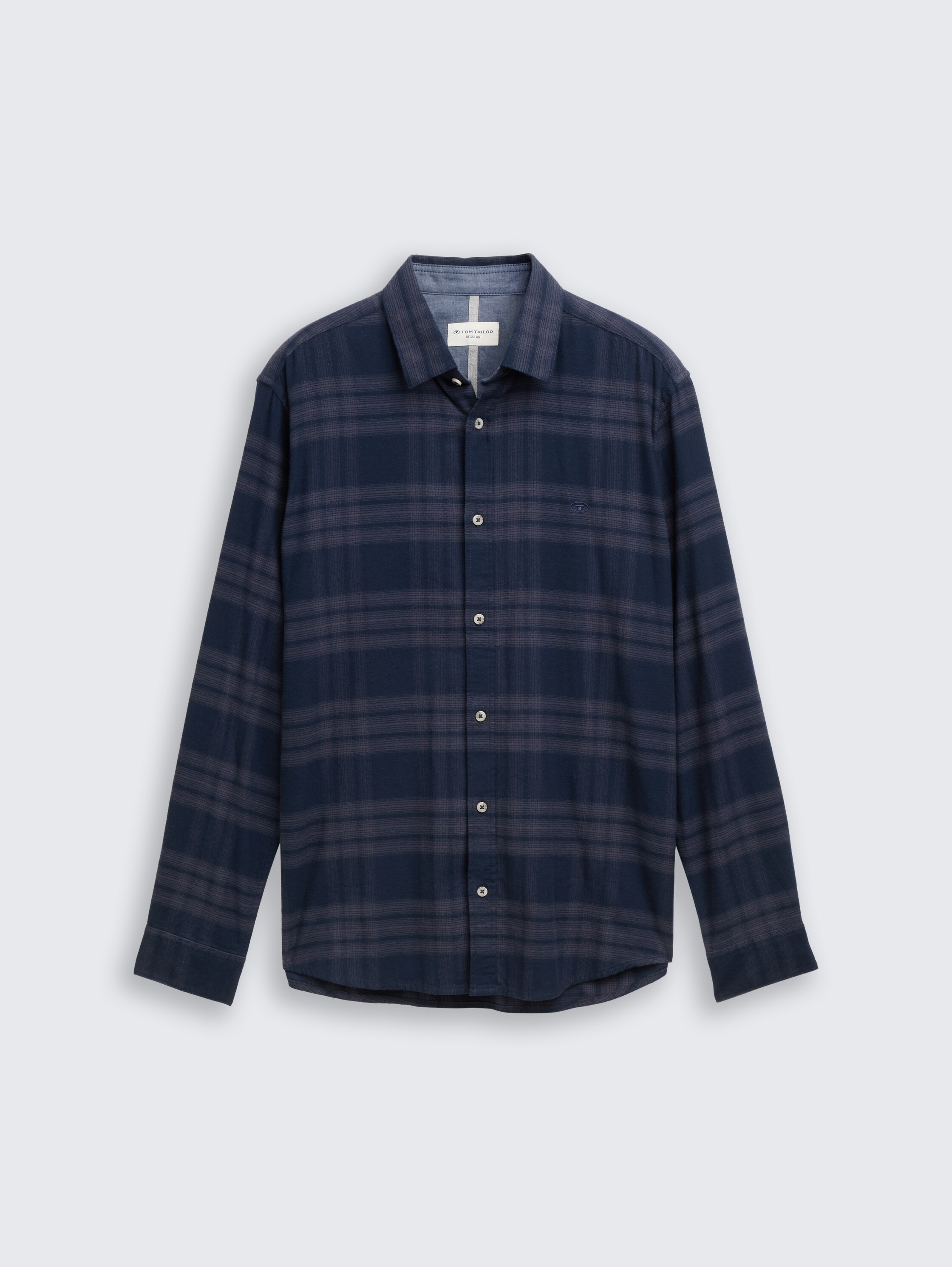 Regular fit overhemd met geborduurd logo - navy_tonal_check - 