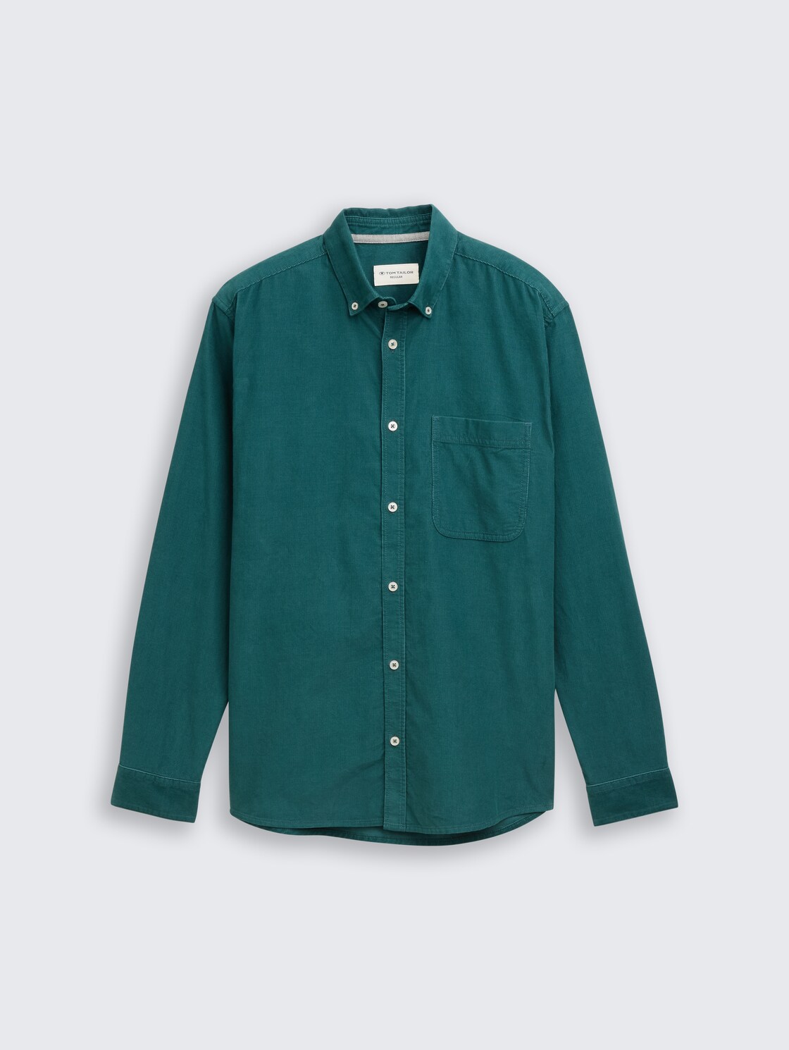 Regular Fit Cordhemd mit Brusttasche - Jasper Green - Vorder-Produkt-Ansicht