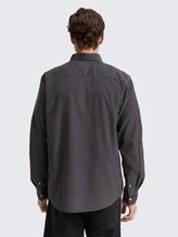 Regular Fit Cordhemd mit Brusttasche - classic dark grey - Auschnitt Model-Rückansicht