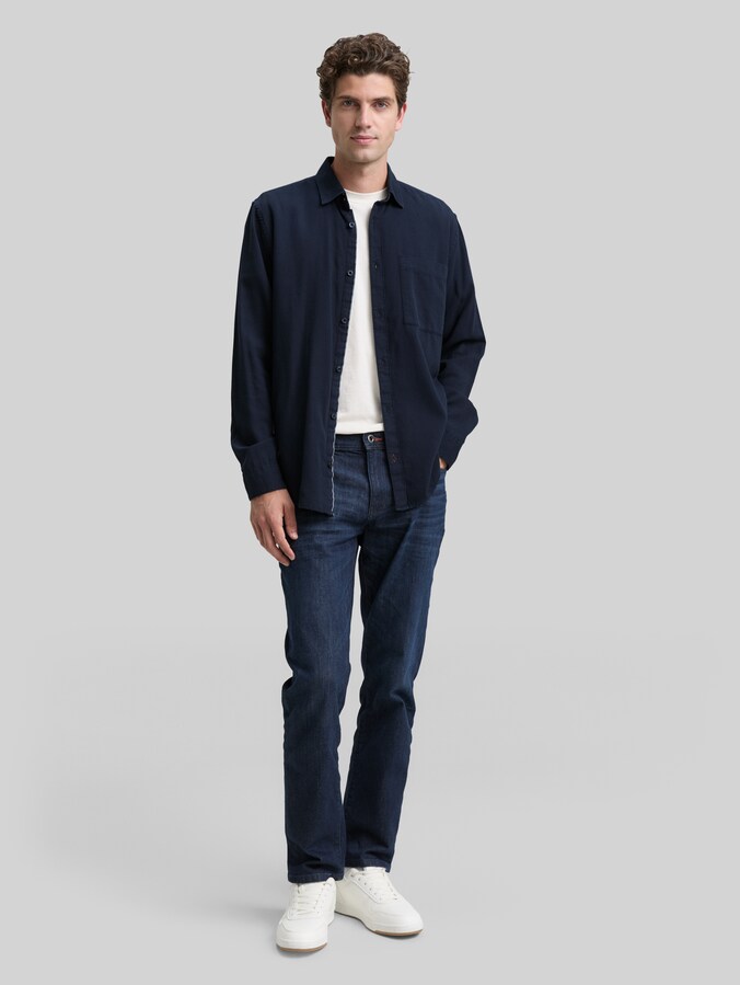 Regular fit katoenen shirt door Men, sky captain blue