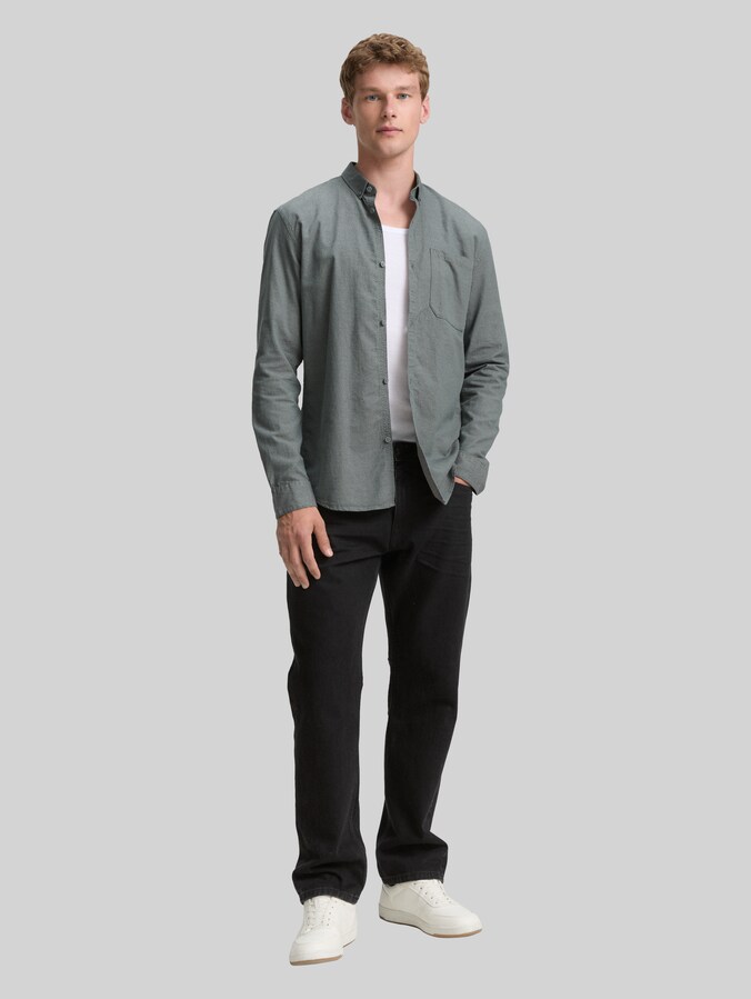 Regular fit overhemd met borstzak door Denim Male, jasper green fine structure