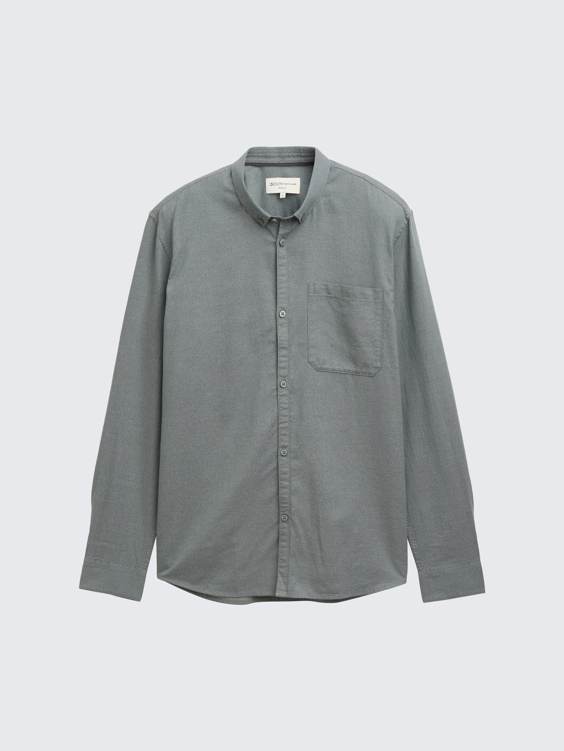 Overhemd met normale pasvorm en borstzak - jasper green fine structure - Product vooraanzicht
