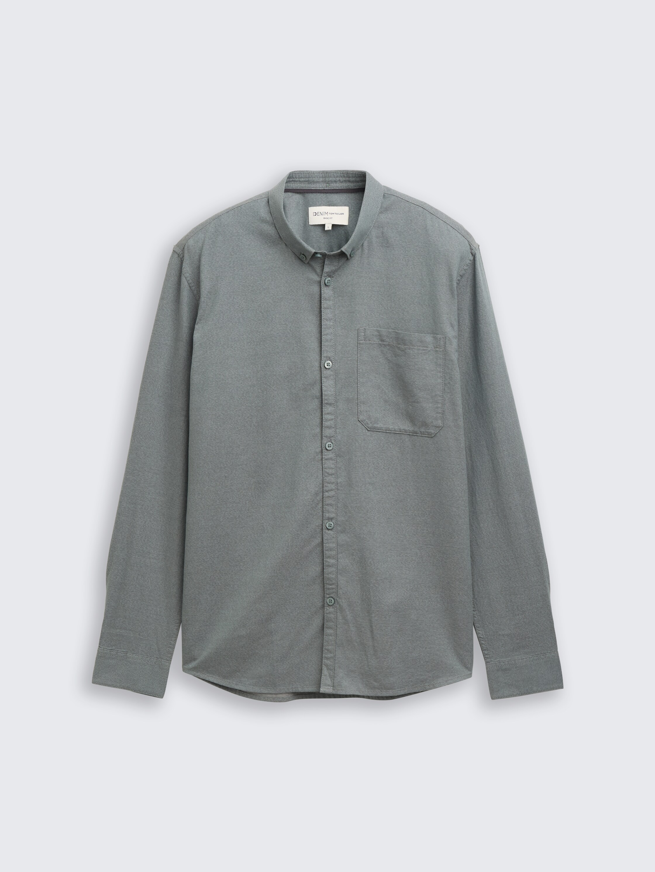 Regular Fit Hemd mit Brusttasche - jasper green fine structure - Vorder-Produkt-Ansicht