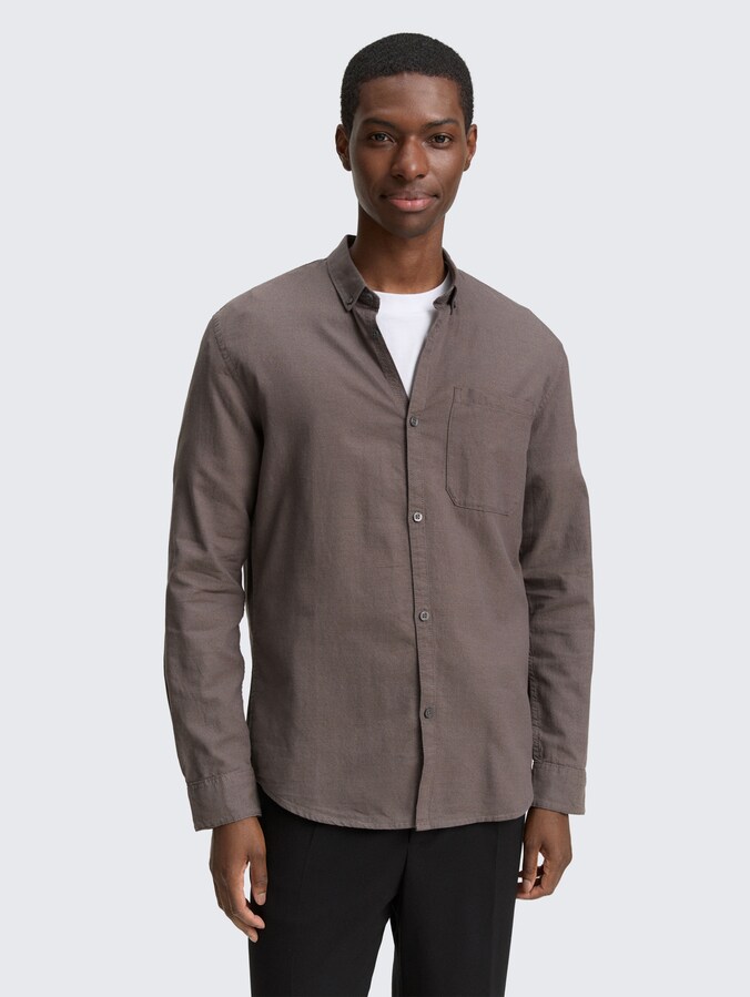 Regular fit overhemd met borstzak door Denim Male, ash grey fine structure