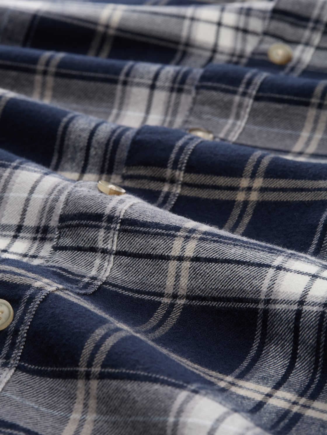 Relaxed Fit Hemd mit Karomuster - navy check - Material-Ansicht