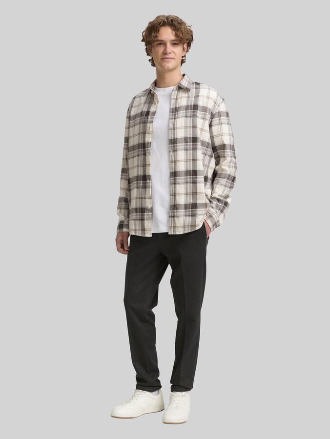 Relaxed Fit Hemd mit Karomuster von Denim Male, off white check