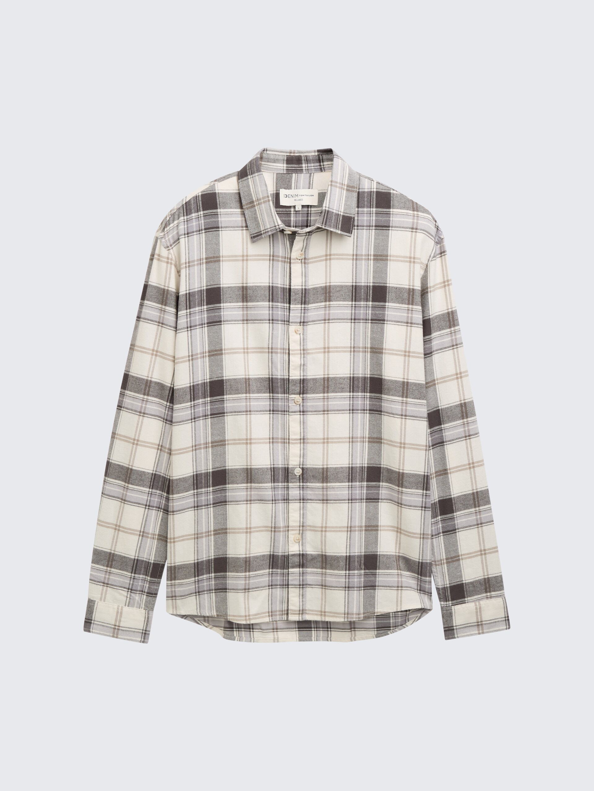 Relaxed Fit Hemd mit Karomuster - off white check - Vorder-Produkt-Ansicht