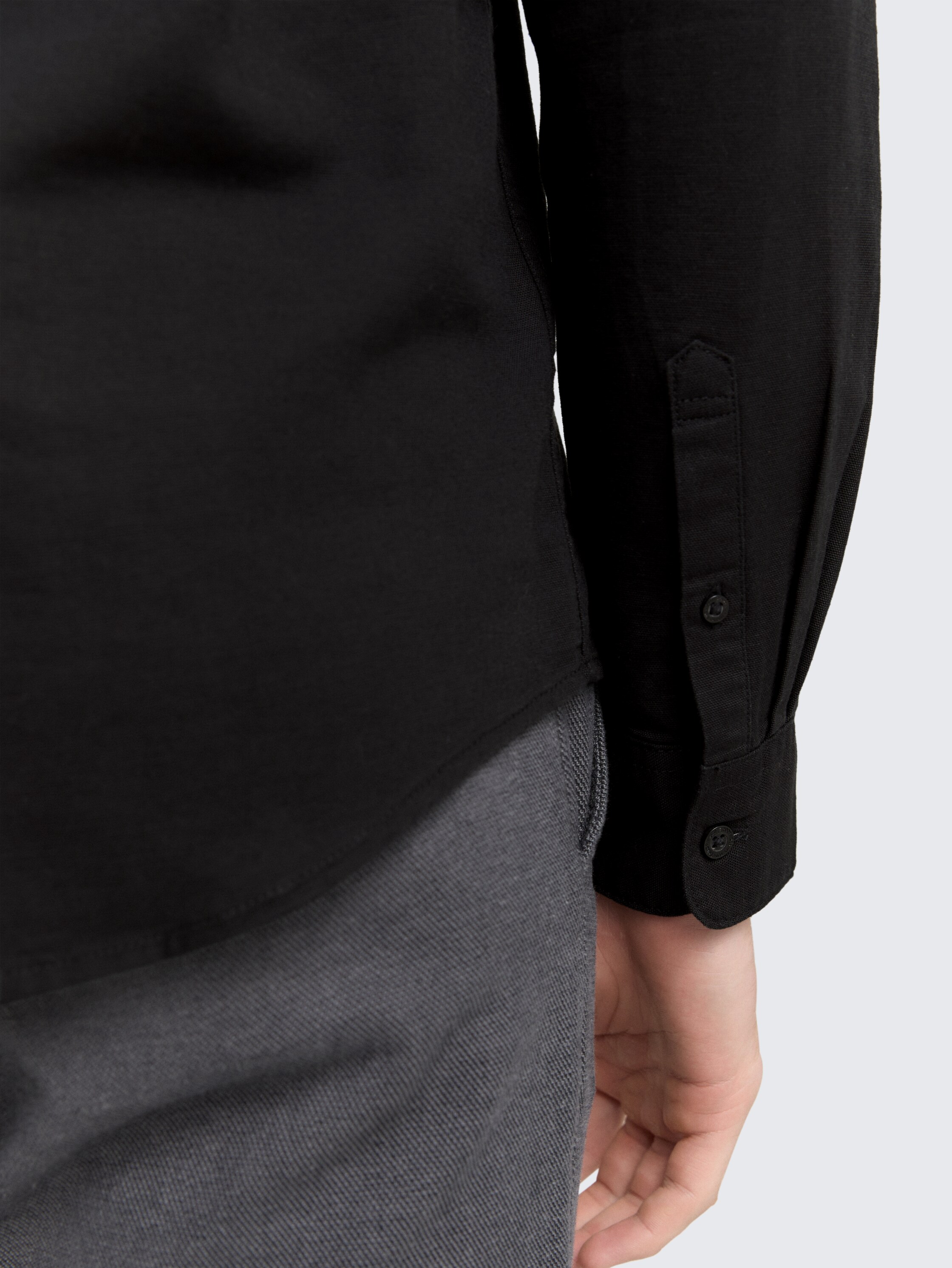 Regular fit overhemd met logoborduursel - night_watch_black_1 - 