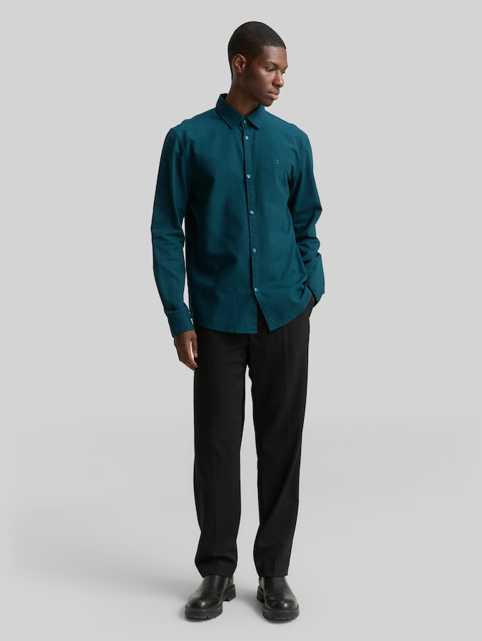 Regular fit overhemd met geborduurd logo door Denim Male, deep pond green