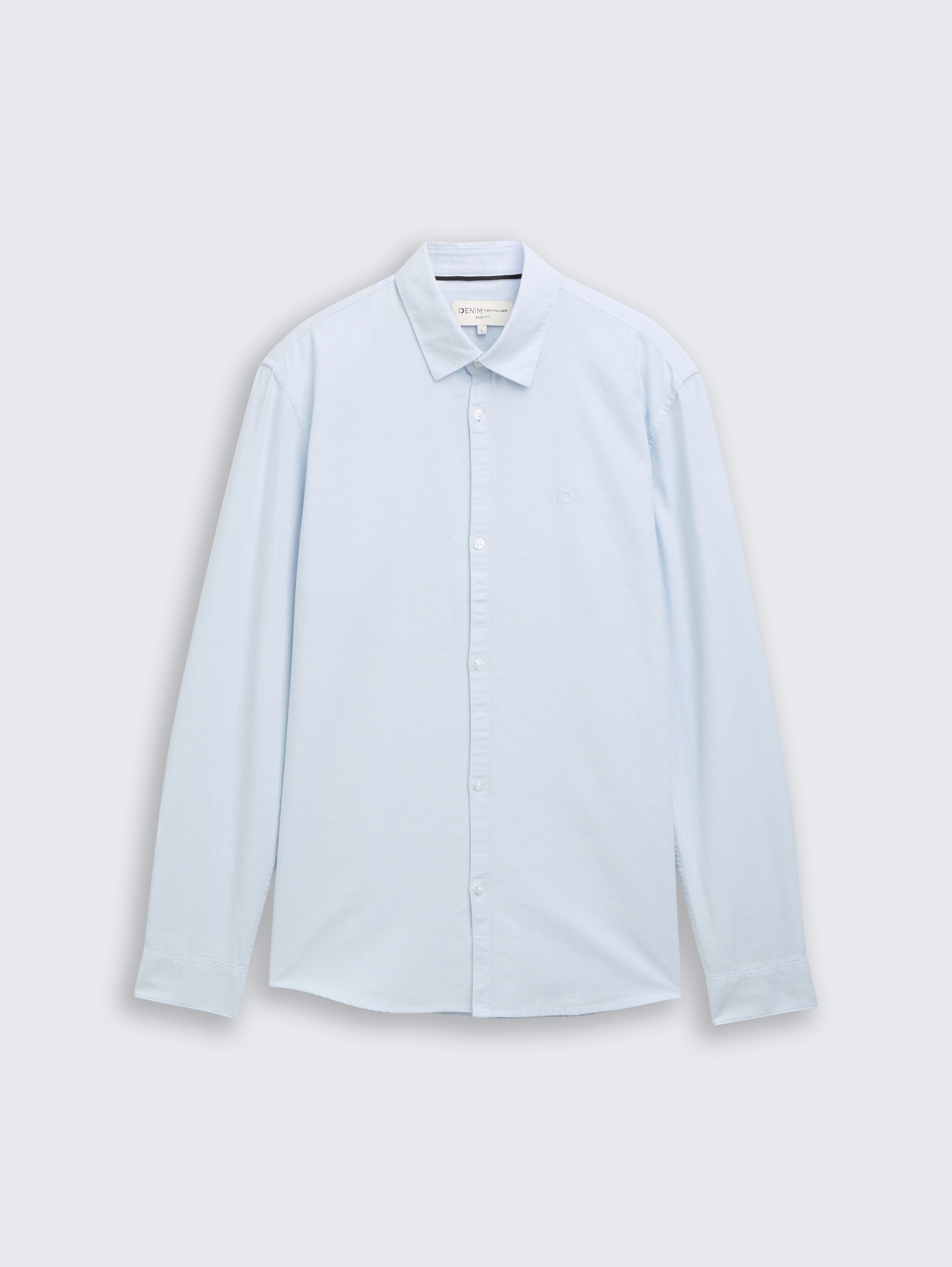 Regular fit overhemd met geborduurd logo - blue_oxford - 