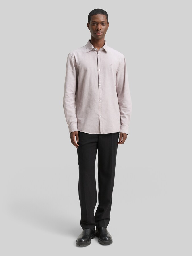 Regular fit overhemd met geborduurd logo door Denim Male, grey oxford