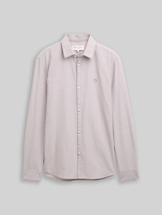 Regular fit overhemd met geborduurd logo door Denim Male, grey oxford