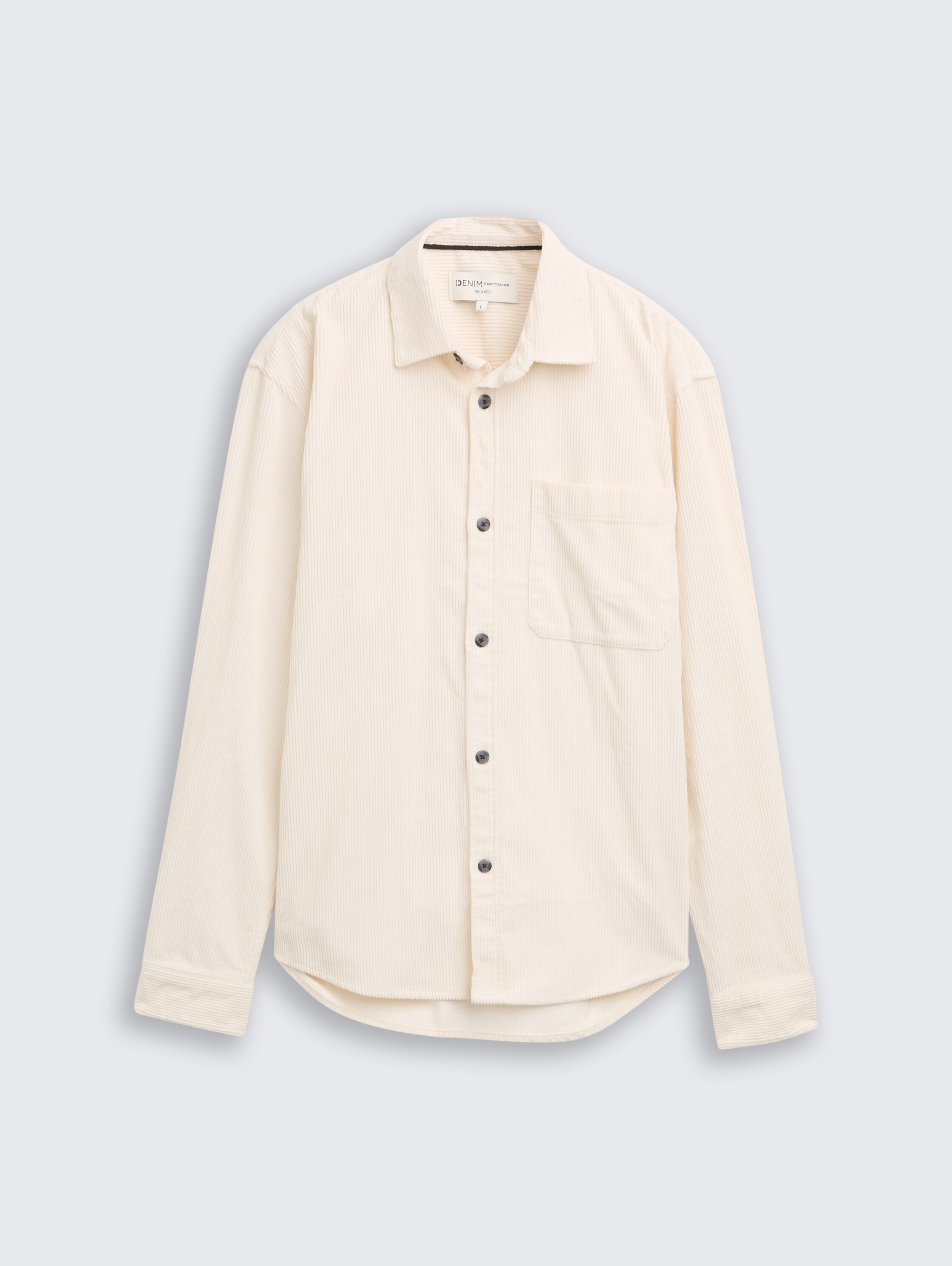 Relaxed fit corduroy shirt with breast pocket - Gardenia White - Front product view