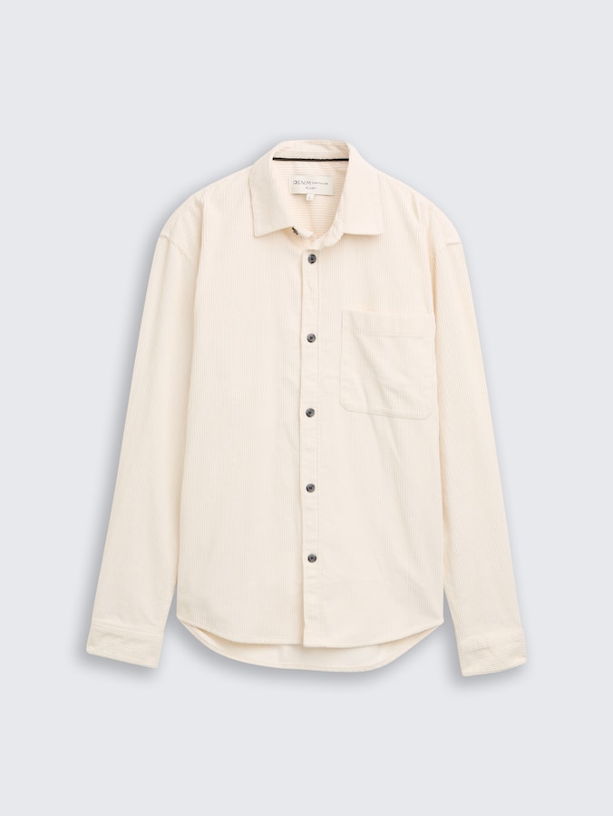 Relaxed Fit Cordhemd mit Brusttasche von Denim Male, Gardenia White