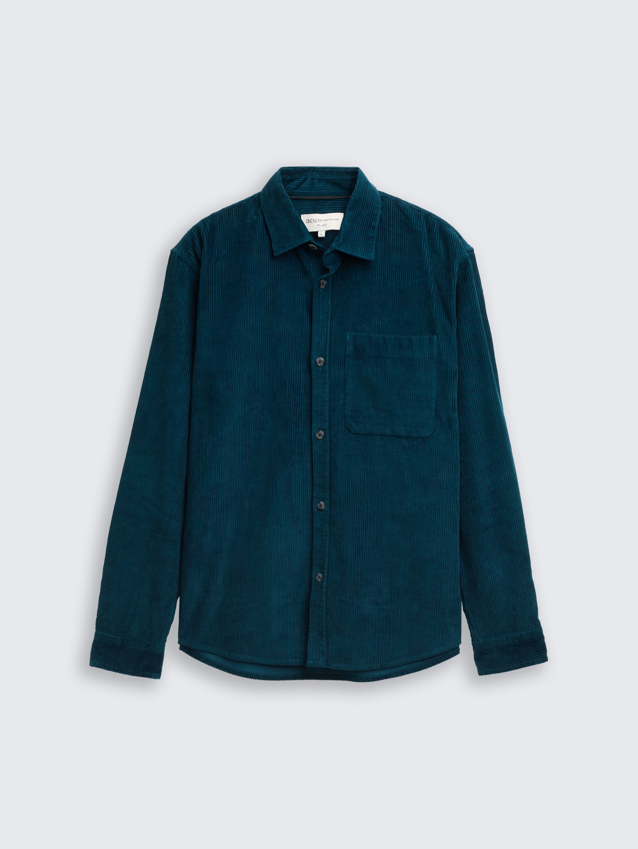 Relaxed fit corduroy shirt with breast pocket - deep_pond_green - 