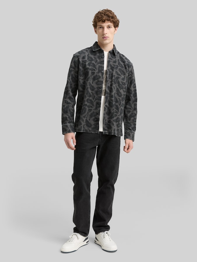 Overhemd met borstzak door Denim Male, night grey big pixel print