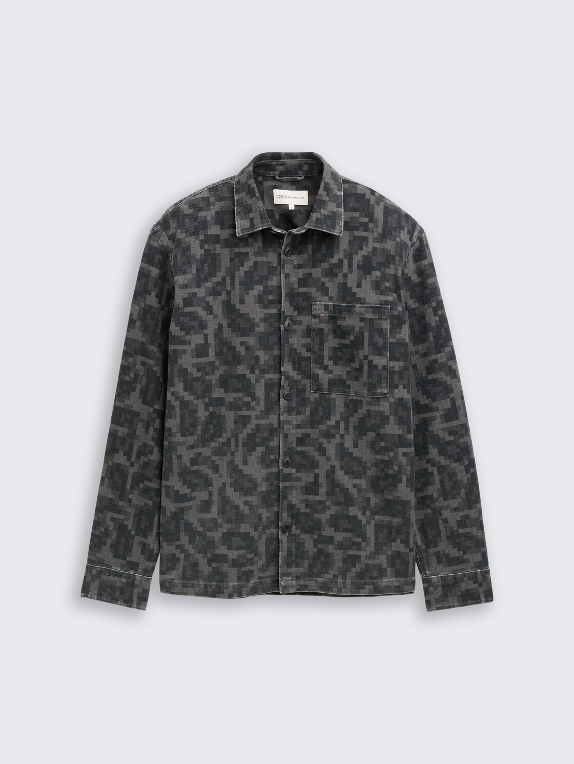 Overshirt mit Brusttasche - night grey big pixel print - Vorder-Produkt-Ansicht