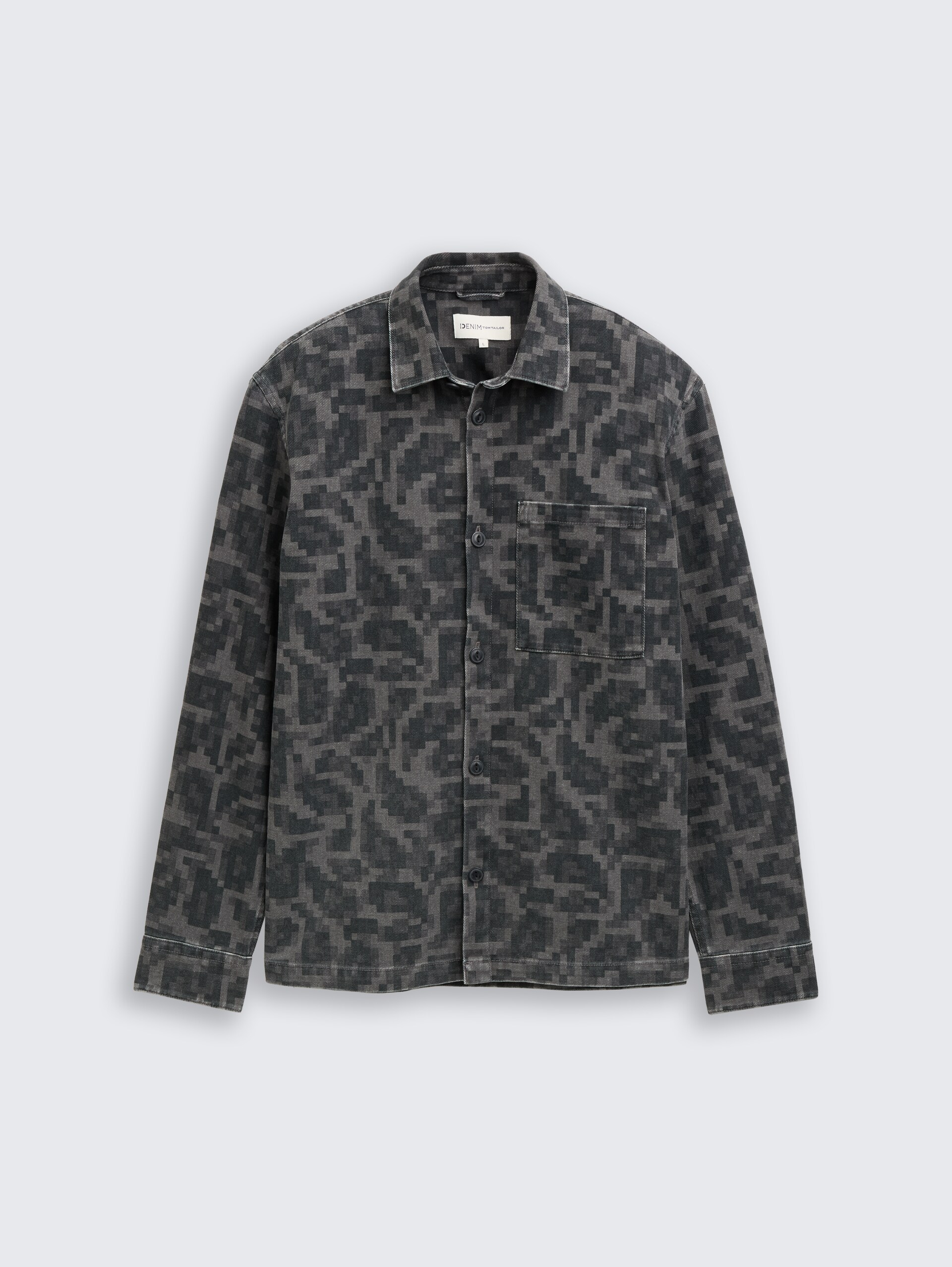 Overhemd met borstzak - night grey big pixel print - Product vooraanzicht